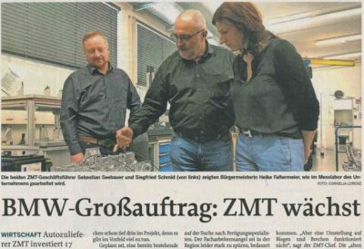 Zeitungsartikel „BMW-Großauftrag: ZMT wächst“